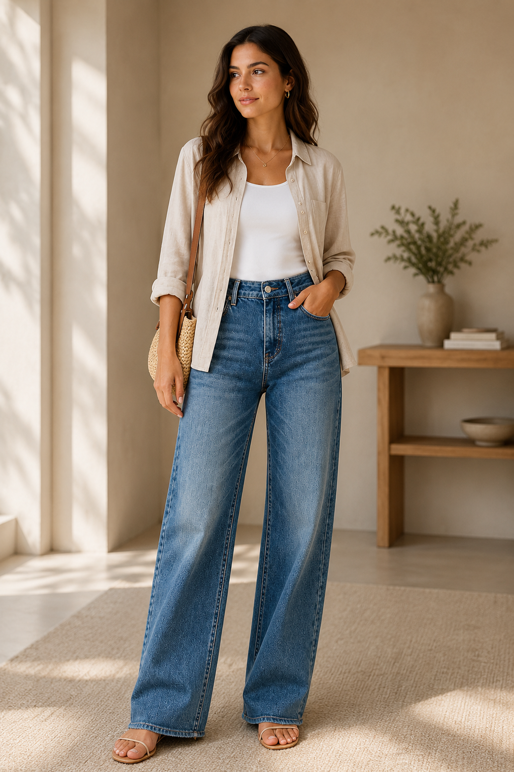 High Waisted Straight Jeans